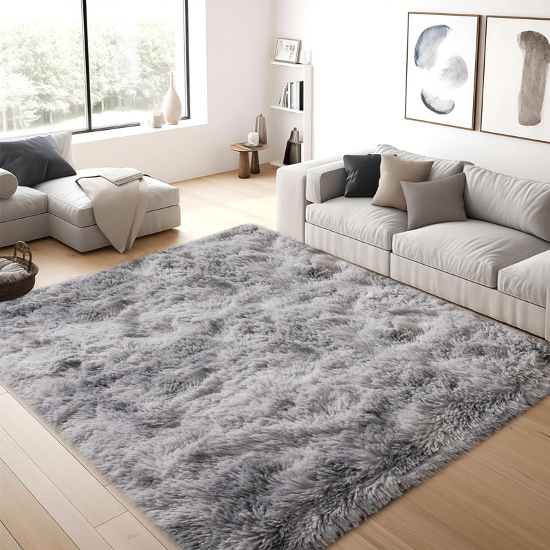 Light gray shag area rug, Rectangle 8' x 10'