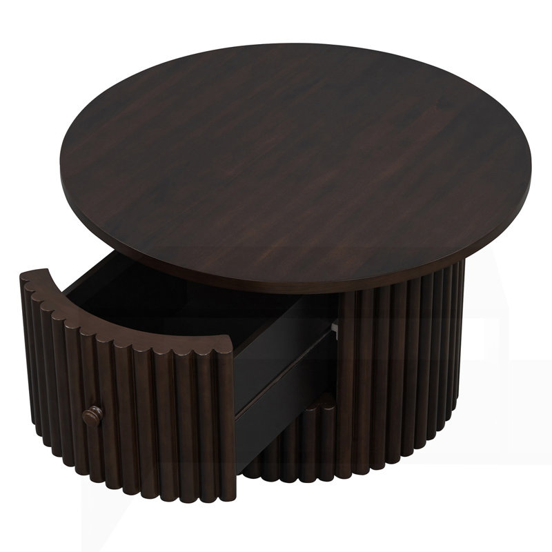 Farmhouse Coffee Table with a Drawer, Dark Brown