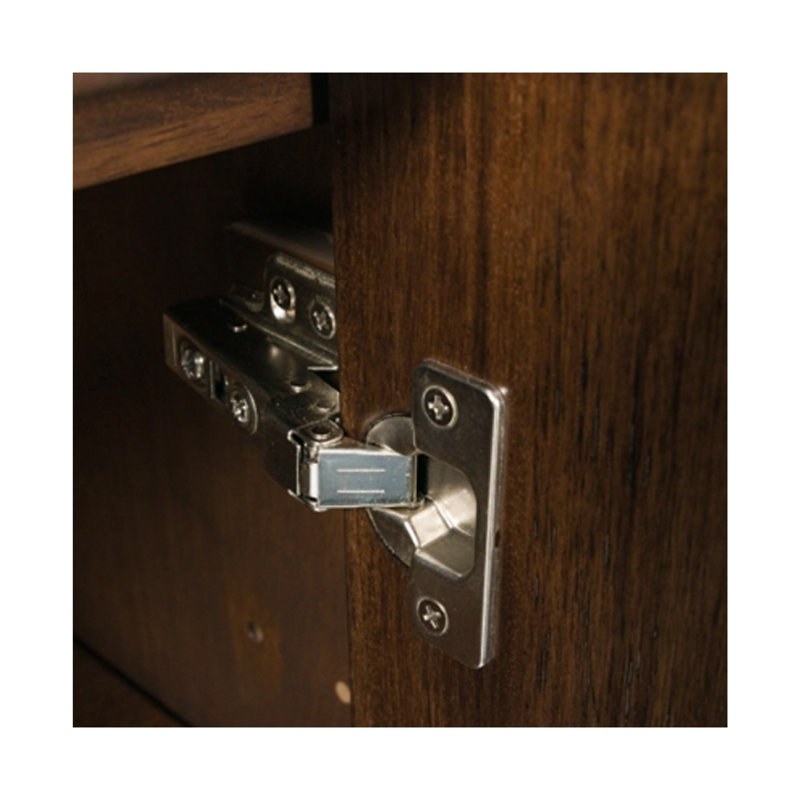 Buffet Dely, 4 portes d'armoire avec 2 tablettes ouvertes, brun foncé, 60 po