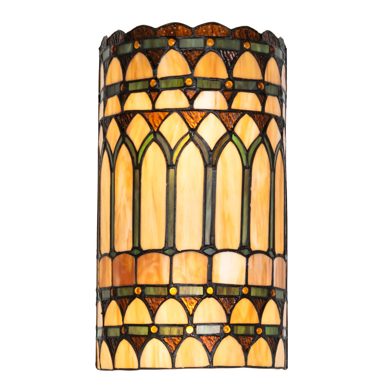 2 - Light Flush Mounted Sconce, Beige/Green/Brown/Amber