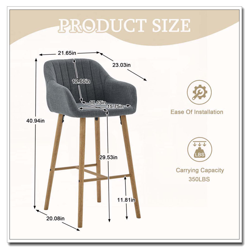 Modern Bar Stools Set, Gris