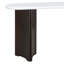 Console étroite avec plateau ovale en marbre, pieds courbés et base triangulaire-684603800
