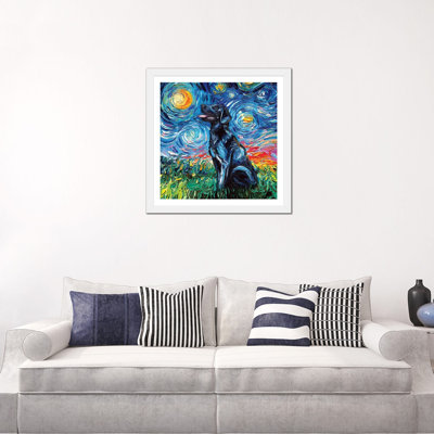 Reproduction d’art, "Black Labrador night I" par aja Trèves