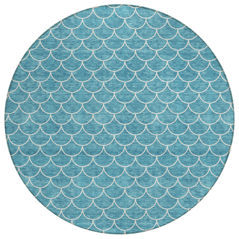 Tapis rond bleu 8 po