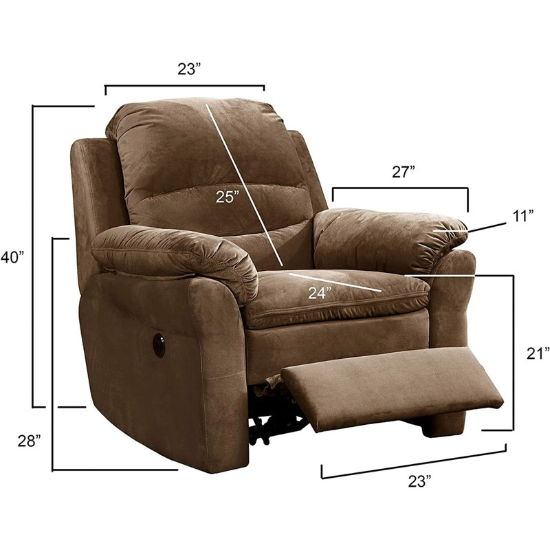 Modern Electric Recliner Chair With USB Port And Gentle Lumbar Massage, Brown