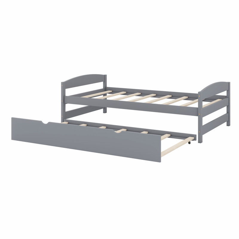 Platform Bed With Trundle Bed, Gray