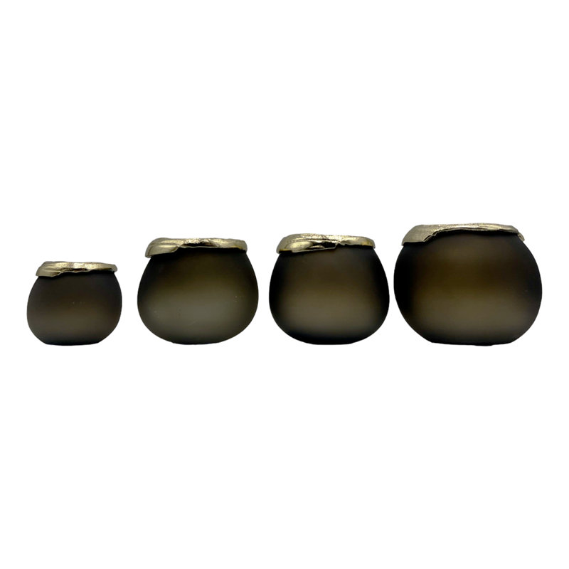 Santara Collection of 4 Aluminum and Glass Handmade Table Vases for Flowers