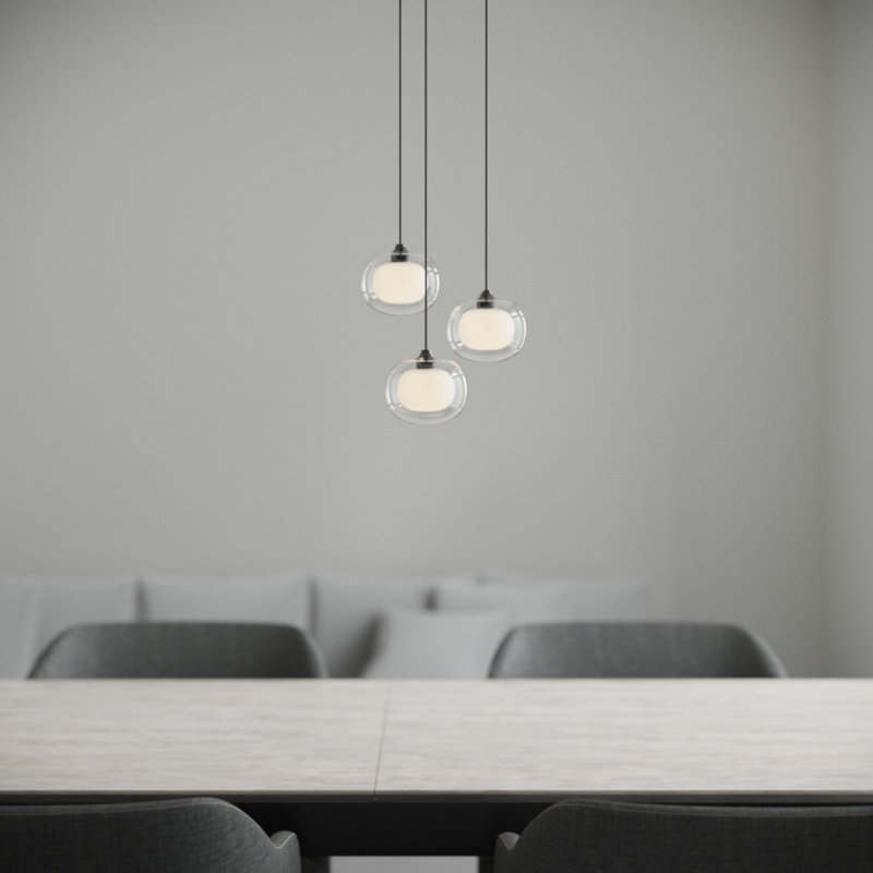 Luminaire suspendu sphère 3 lumières Mission, Noir