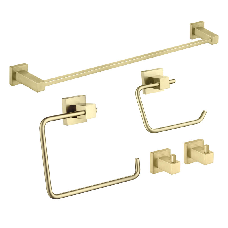 Ensemble de quincaillerie de salle de bain 5 pièces, Or brossé