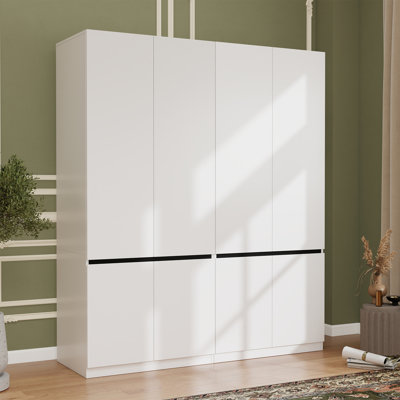 75'' H Armoire Wardrobe Closet,  Clothes Organizer Closet With Storage Shelves(set Of 2)