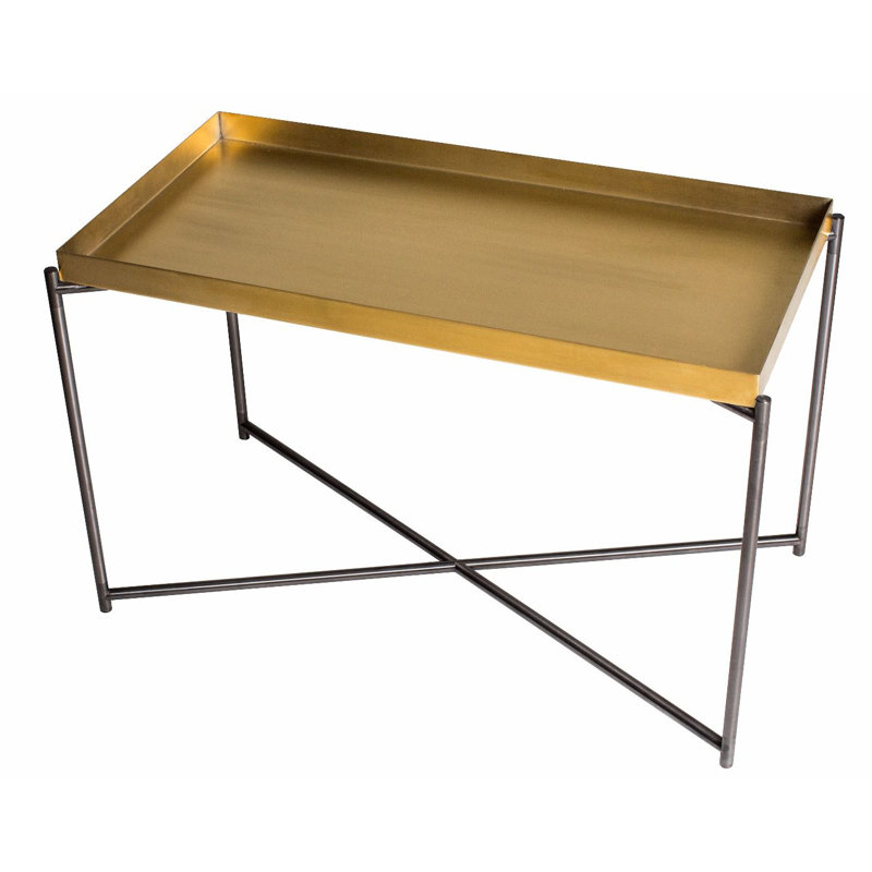 Bedell Tray Top End Table, Brass, Gun Metal