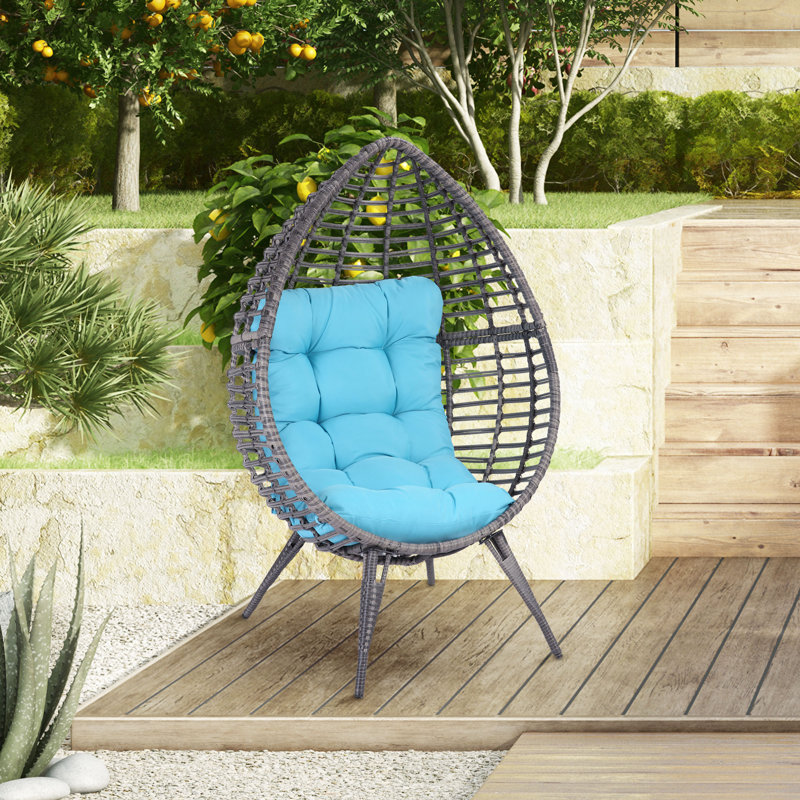 Luxembourg Wicker Outdoor Lounge Chair, Orange, Gray