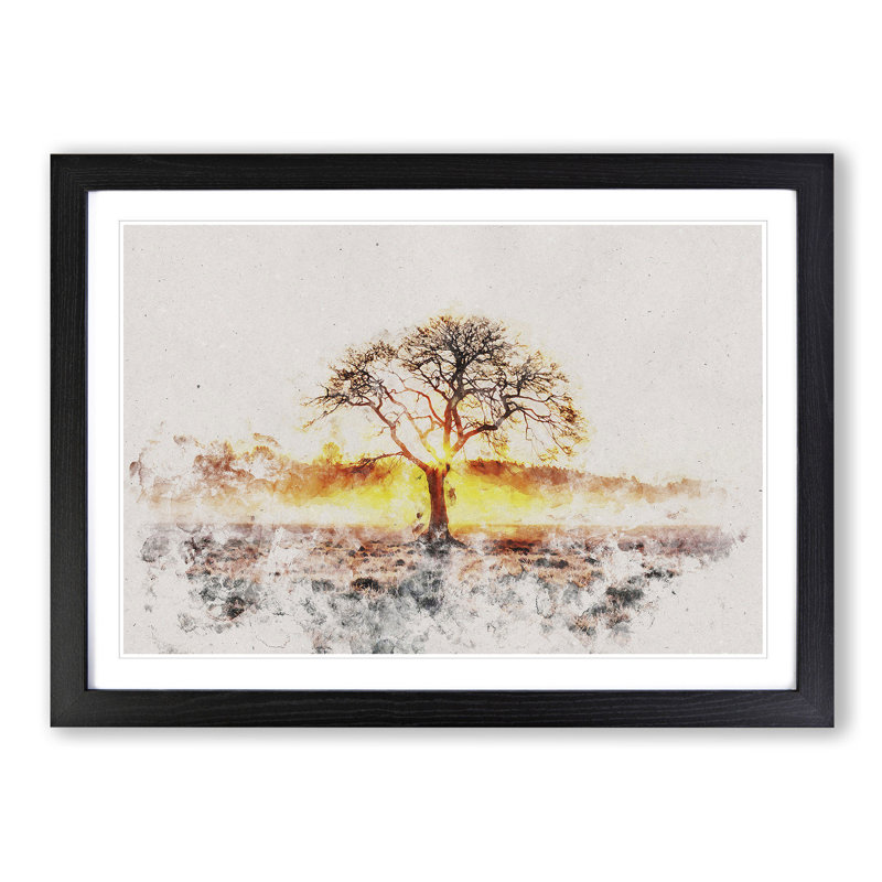 Sunlight Through the Oak Tree - Picture Frame Graphic Art Print on MDF, Black Framed, 62cm H x 87cm W x 2cm D