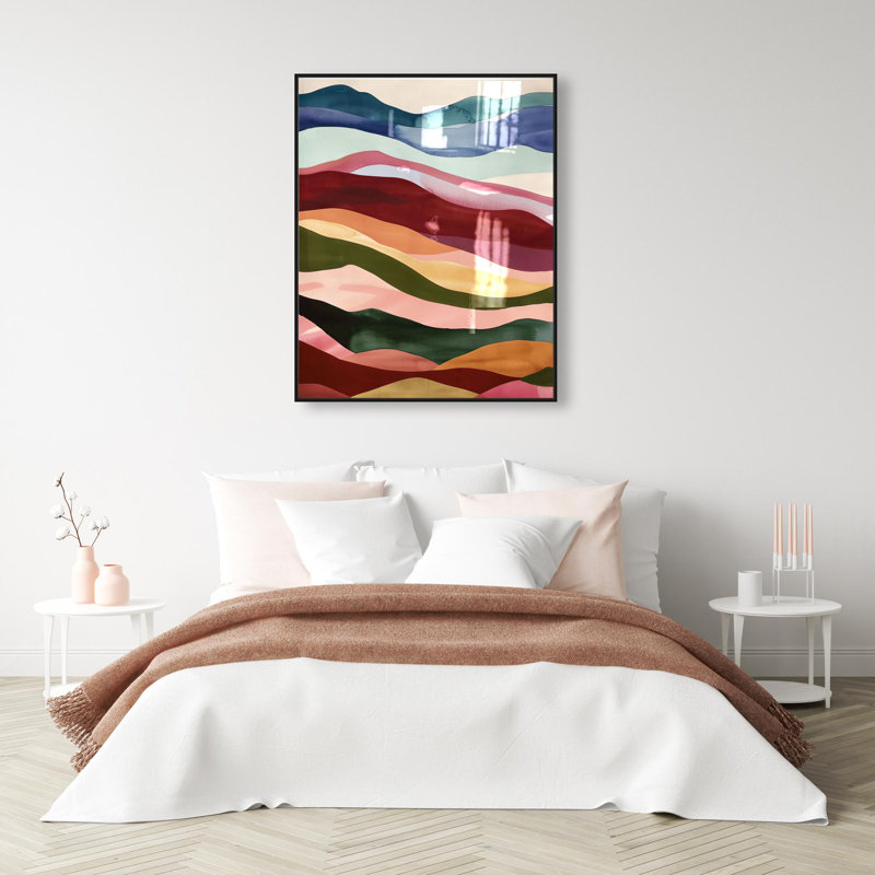 Oliver Gal Sunlit Illusions I Abstract - Hand-Applied Glass Coat Framed Canvas Art, 36" H x 30" W, Black