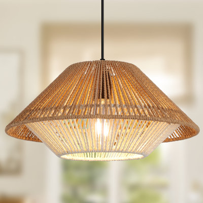 Noirmoutier 1 - Light Rattan Farmhouse Cone Pendant Light