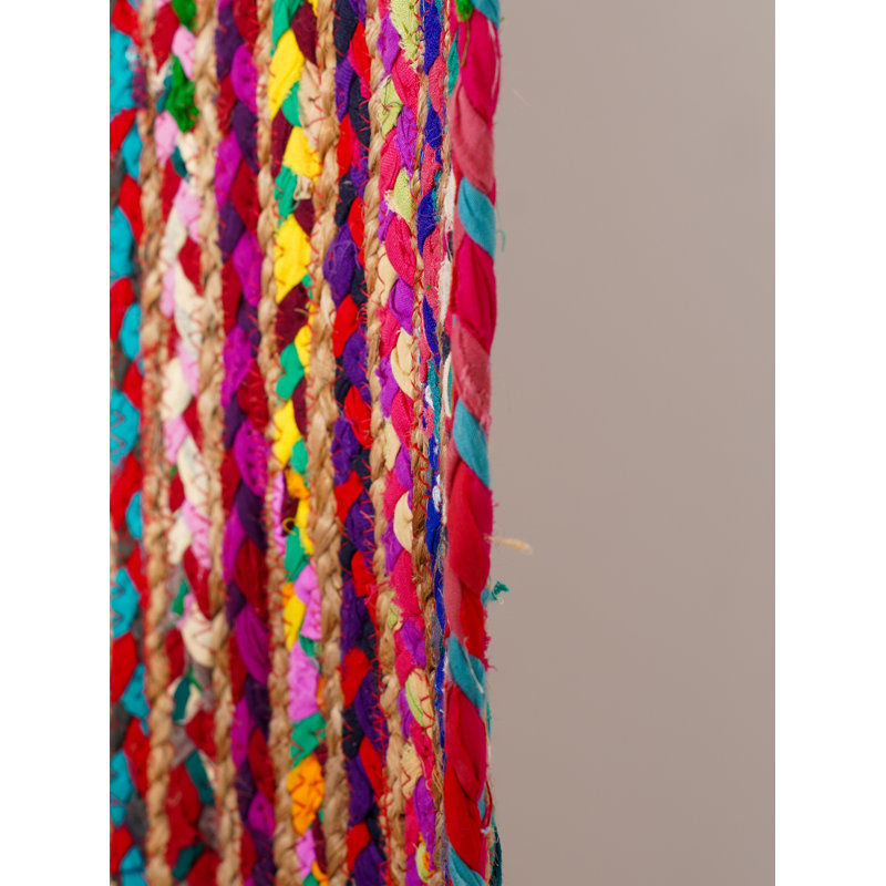 Hand Braided Cotton & Jute Contemporary Dark Multicolor Indoor / Outdoor Rectangle Area Rugs, Rectangle 5' x 8'