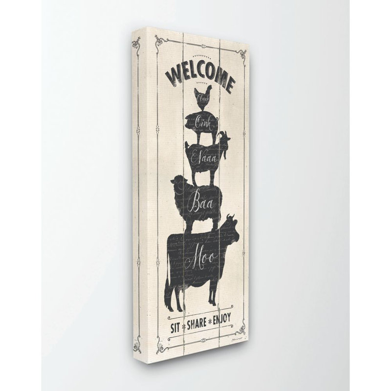 «Welcome Farm Animal», impression textuelle sur toile, Toile tendue, H 30 po x l 13 po x P 1,5 po