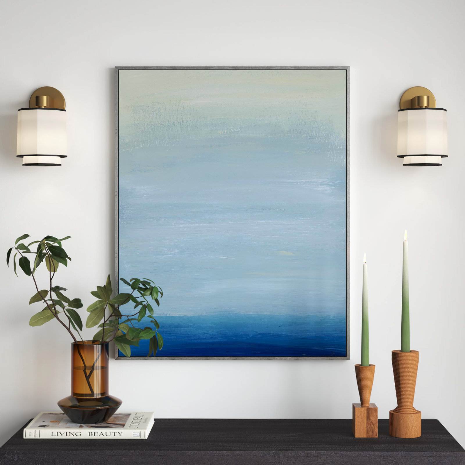 Daydream 2 by Andrea Stokes, Silver Framed Canvas, 38" H x 30" W x 1.25" D