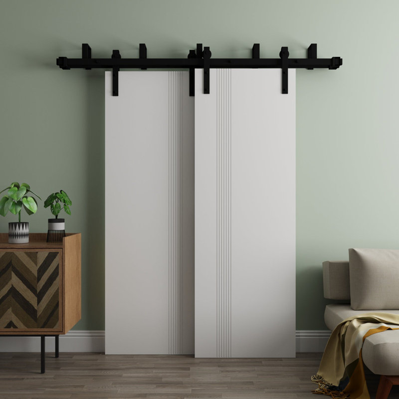 Portes coulissantes de style grange pour placard 36 x 96 pouces BASIC 0111 Blanc arctique Moderne Rails 6,6 pi Quincaillerie Bois massif Portes de placard de chambre à coucher