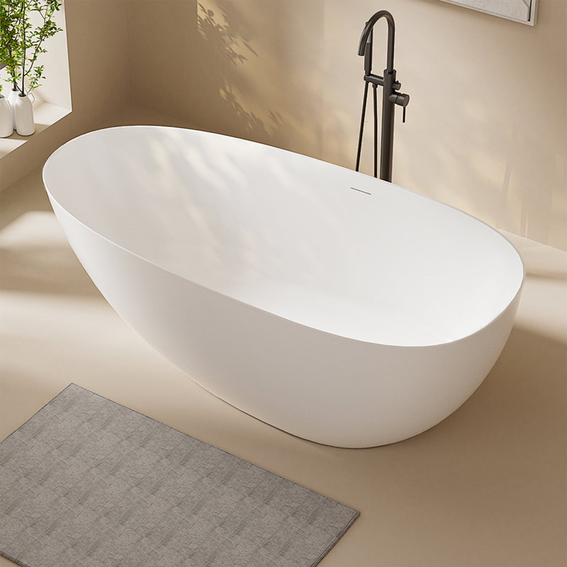 Baignoire de trempage autoportante 67 po. X 31,5 po. Blanc brillant, Blanc lustré, H 21,65 po x L 67 po x l 31,5 po