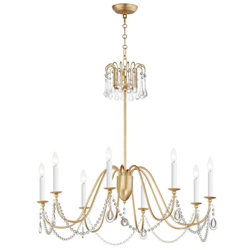 8 - Light Dimmable Classic / Traditional Chandelier, Gold Leaf