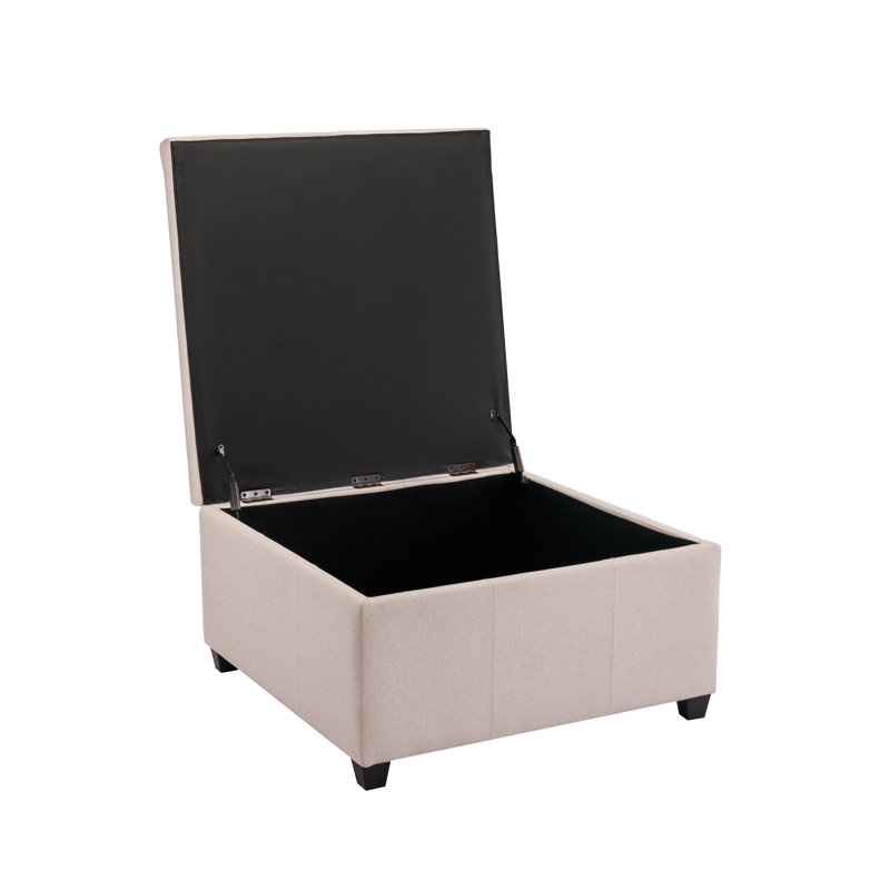 Agilbert Fabric Upholstered Storage Ottoman, Beige