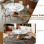 Table de salle à manger ronde en pierre frittée de 53 po, design moderne de luxe américain, table tournante 360 °, 8 places, palette de couleurs blanc noyer, surface facile à nettoyer, espace de rassemblement de pièce de style moderne, finition rotative,-1147998067