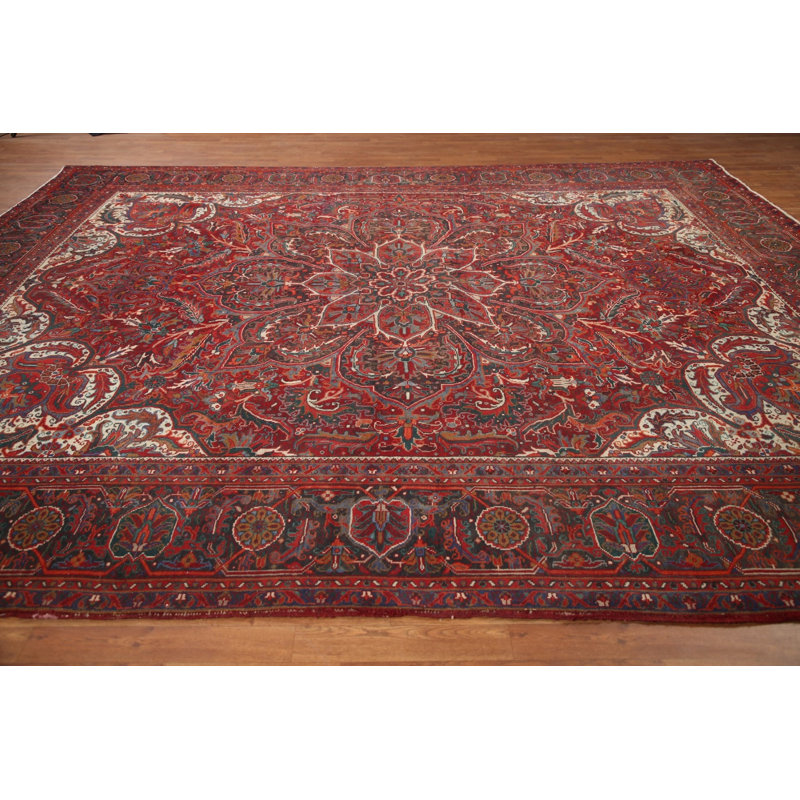 Tapis floral rouge 10 x 13