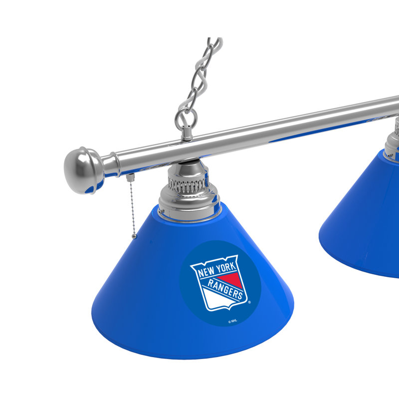 3 - Light Pool Table Lights Pendant, Chrome, New York Rangers
