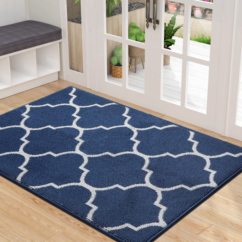 Premium Indoor Outdoor, Non-Slip Absorbent, Resist Dirt, Machine Washable, Entry Decor Rug, Navy, 50.8cm W x 78.7cm L
