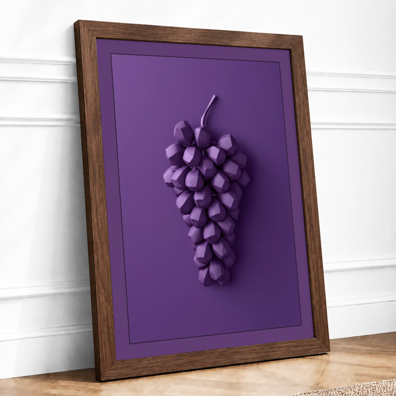 Purple Grapes Minimalist - Print, Walnut, A1 - 84.1 x 59.4 cm