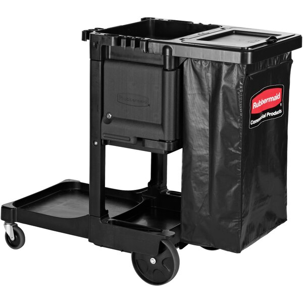 Rubbermaid High-Security Healthcare Cleaning Cart - Black