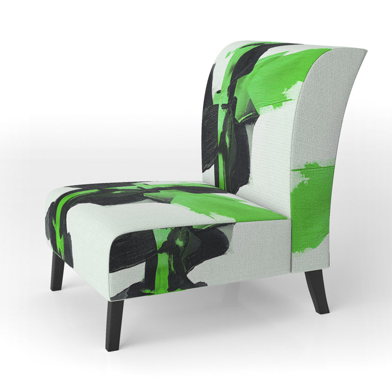 Fauteuil de chambre rembourré Geometric IV, Vert / noir / blanc