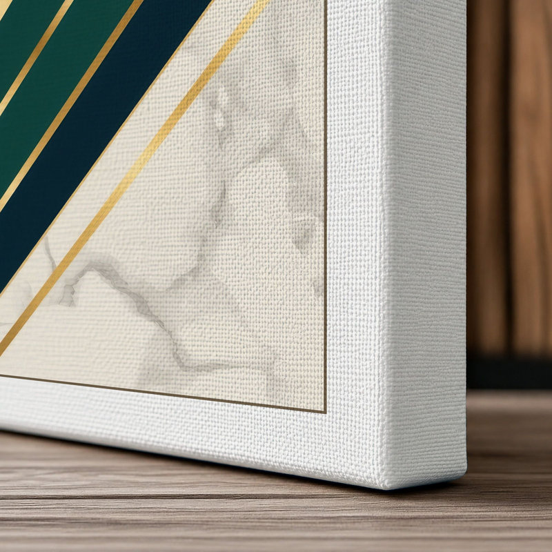 Golden Sunburst Art Deco - Wrapped Canvas, 18x12 - 45.7 x 30.5 cm, White Border