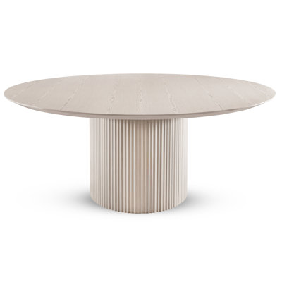 Anela Oak Round Solid Wood Base Dining Table