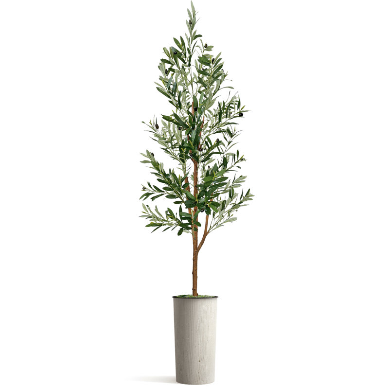 Artificial Tree In Modern Planter, Fake Olive Silk Tree Home Decoration (Plant Pot Plus Tree), Swirl