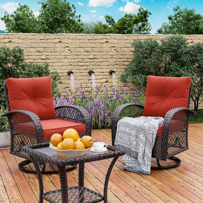 Yentin 2 - Person Outdoor Rocking Chair With Side Table and Cushions
