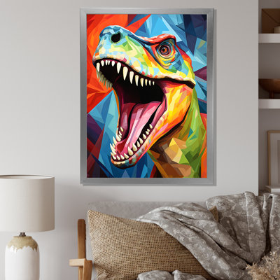 Cubiste coloré Trex Dino I - dinosaure, art mural