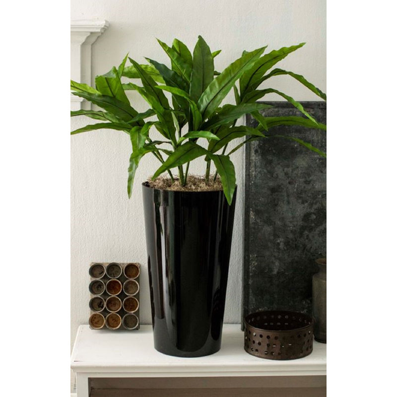 23" H Cascade Tall Round Plastic Planter, Warm Gray