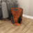 Atharv Brown Teak Wood Handmade Live Edge Stump Accent Table with Charred Detailing 14" x 14" x 18"