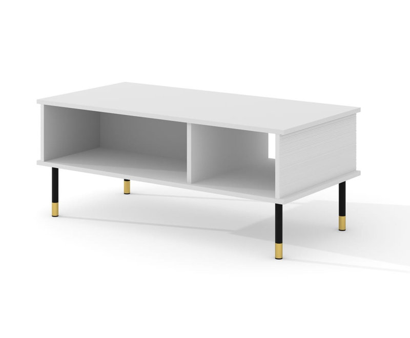 Wadkins Four Leg Coffee Table with Storage, White