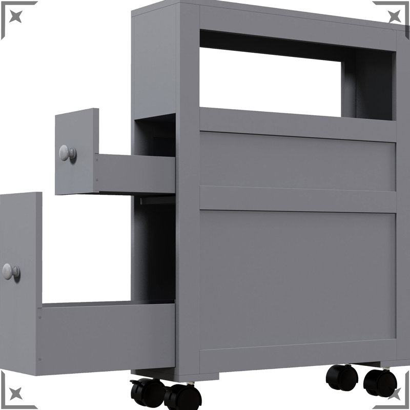 Armoire de rangement roulante grise de 6,25 po avec tablette et tiroirs pour -