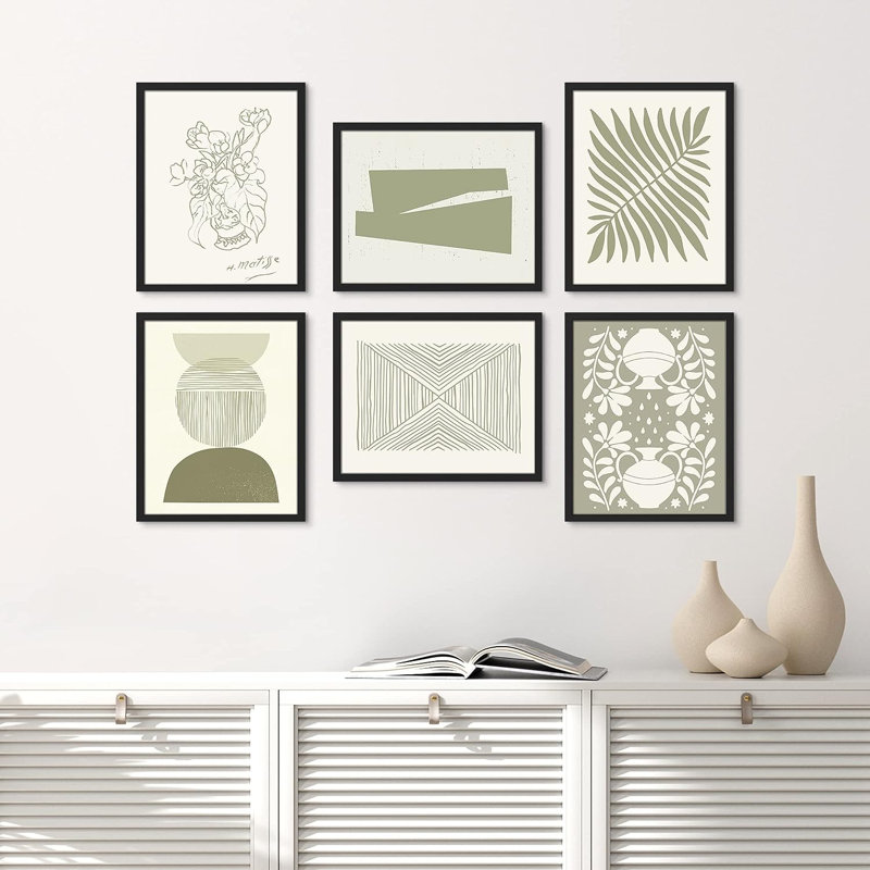 " Garden Flower " 6 - Pieces, Black Framed, 14" H x 11" W x 1" D