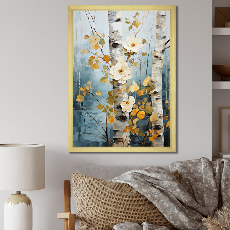 Janvey Birch Woods Whispering Winds IV sur toile, Encadrement doré, H 40 po x l 30 po x P 1,5 po