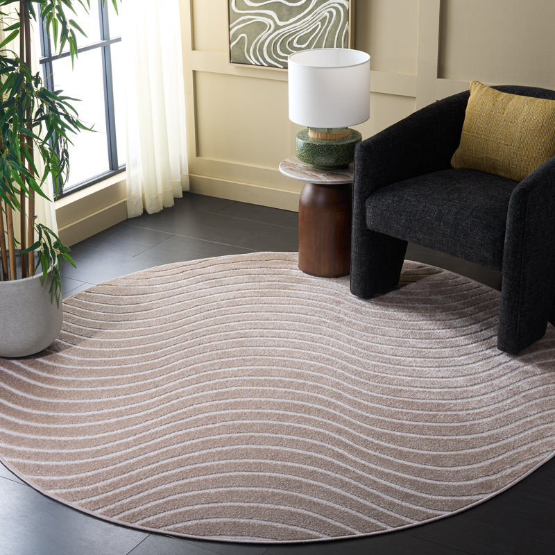 Stella Performance Abstract Indoor Rug, Round 6'7"