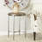Metal Side End Gray Accent Table with Brown Wood Top