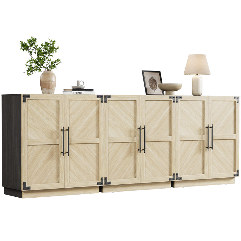 30.7'' W Sideboard with Adjustable- Shelf, Brown Oak