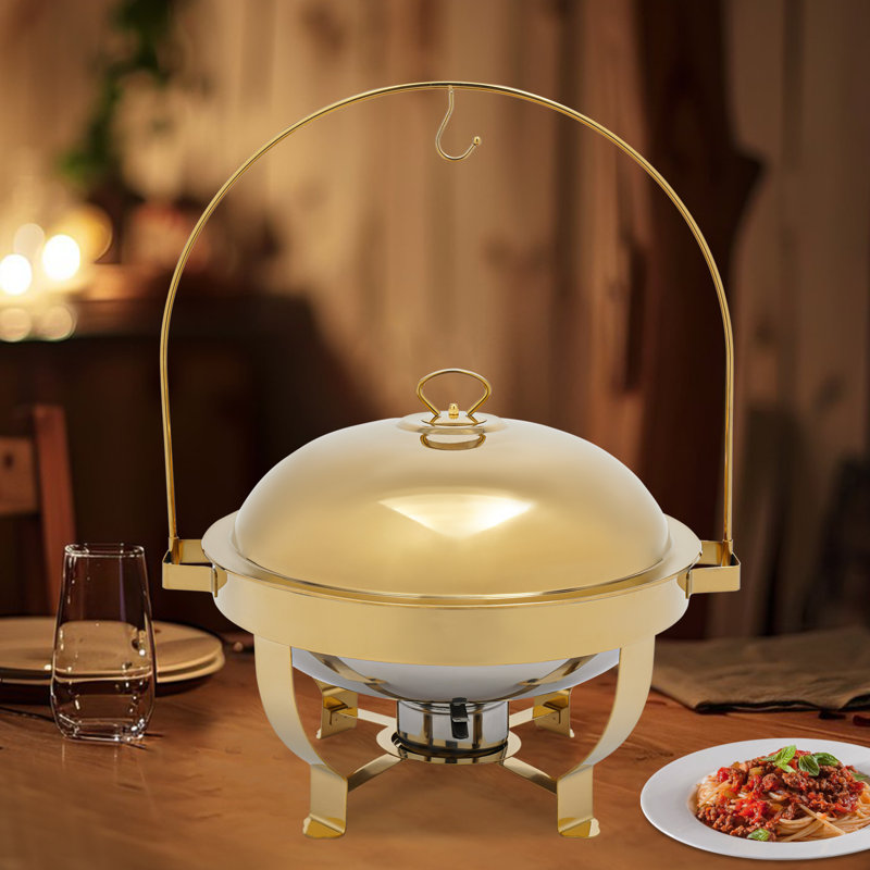 7.26Qt Gold Round Chafing Dish Buffet Warmers Sets