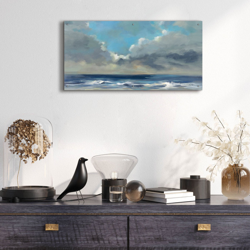 Art mural en verre acrylique "Ciel à travers les nuages" par Silvia Vassileva, H 24 po x l 48 po