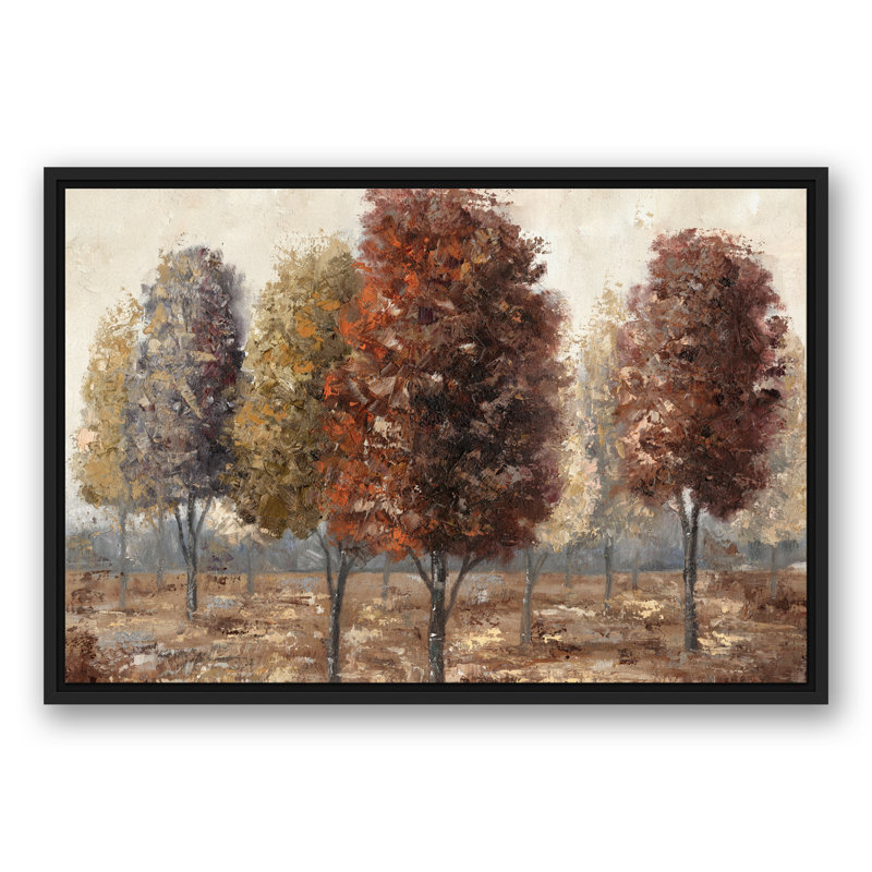 Spice Tone Trees - Peinture, Toile à cadre flottant noir, H 21,75 po x l 31,75 po x P 1,75 po
